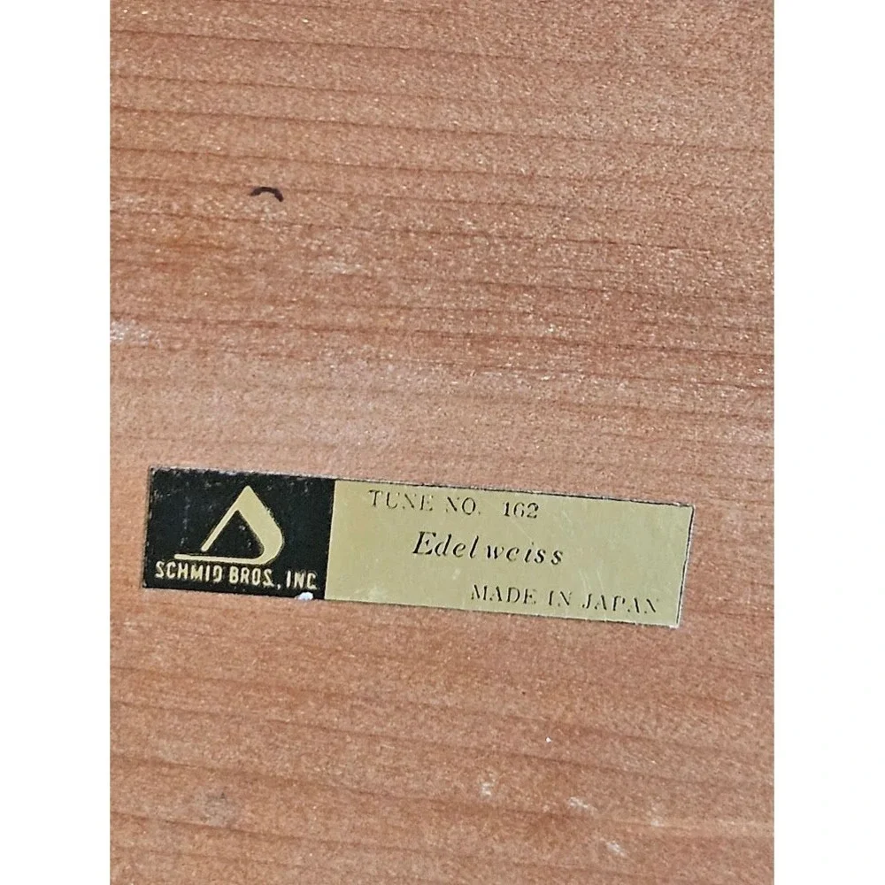 Music Wood Jewelry Box Vintage Schmid Bros 3D Bavarian Picnic Scene Edelweiss